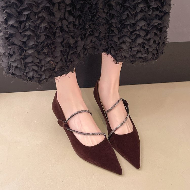 Damen elegante Pumps mit zartem Strass-Dekor EB