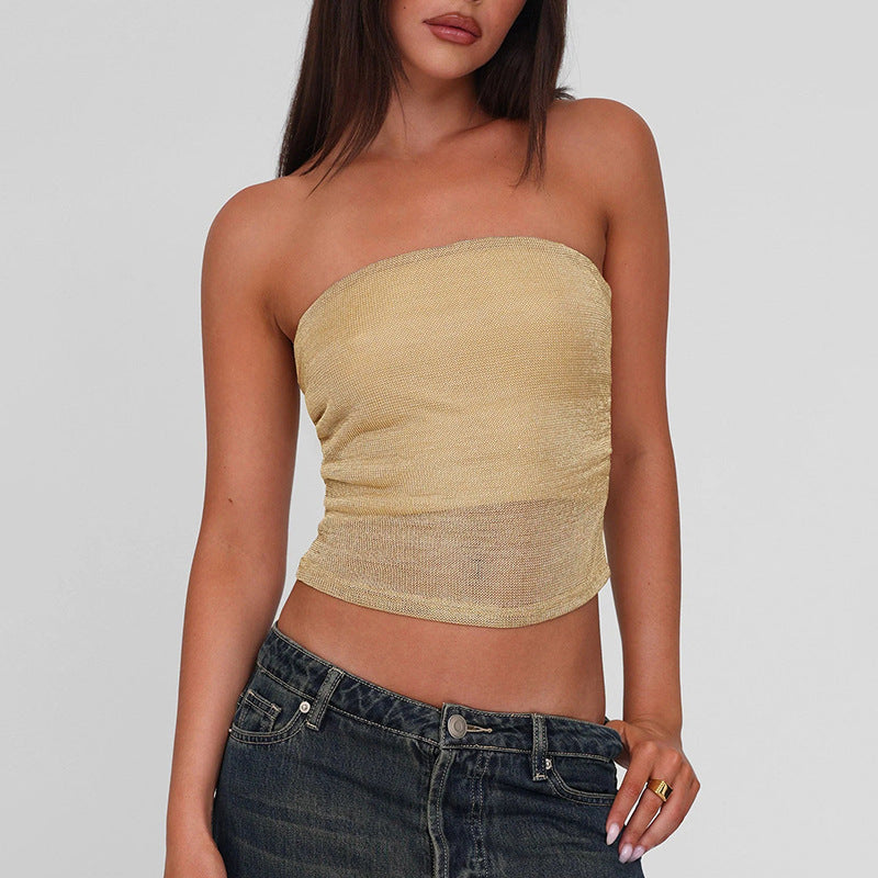 Damen Bandeau-Top aus hochwertigem, elastischem Material mit feiner Struktur EB