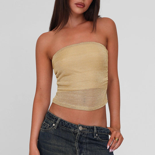 Damen Bandeau-Top aus hochwertigem, elastischem Material mit feiner Struktur EB