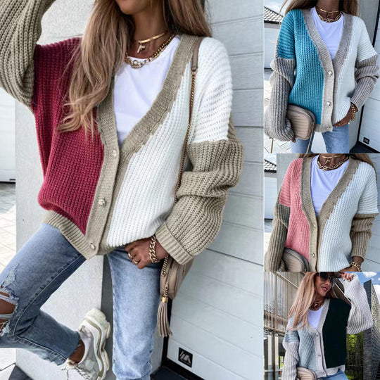 Damen Grobstrick-Knopfjacke im lässigen Oversized-Stil EB