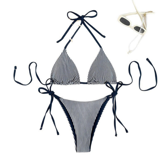 Damen Triangel-Bikini mit verstellbaren Schnürdetails EB
