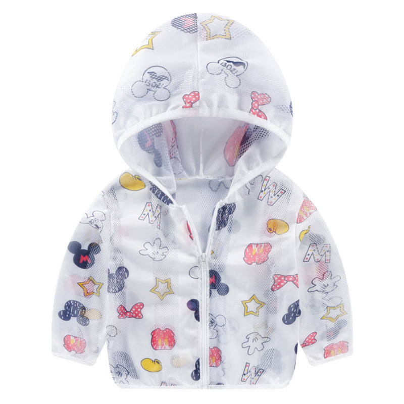 Unisex nan leichtgewicht atmungsaktive Kapuzenjacke für Babys und Kleinkinder mit Mesh-Sonnenschutz und Cartoon-Hasenmotiv EB