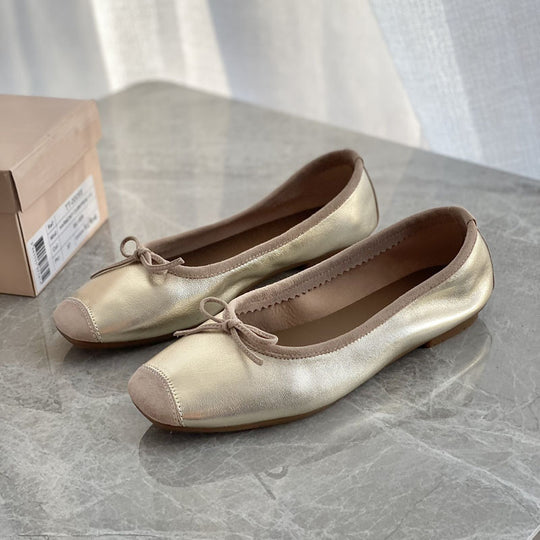 Damen Flache Ballerinas mit zierlichem Schleifenakzent EB