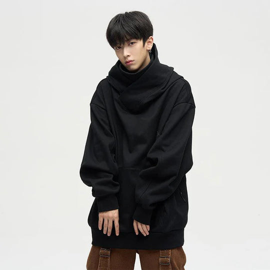 Damen Lässige Oversized Kapuzenpullover mit hochgezogenem Kragen EB