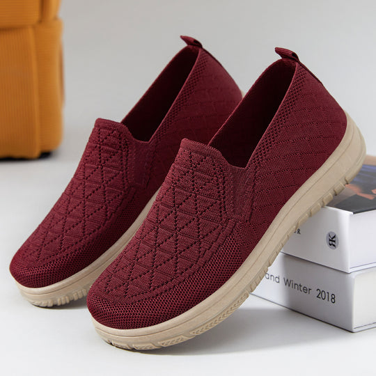 Damen Komfortable Slip-On Freizeitschuhe mit atmungsaktivem Strickdesign EB