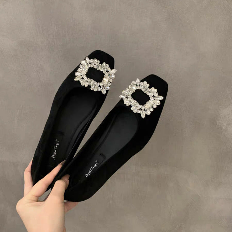 Damen elegante Ballerinas mit funkelnder Schmuckapplikation EB