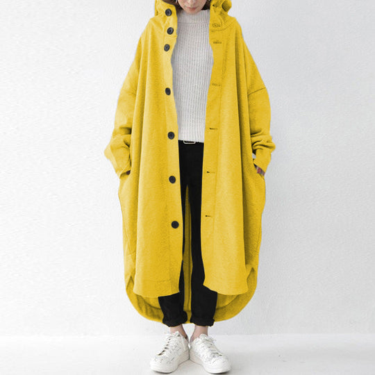 Damen nan weites Kapuzen-Kokonmantel mit asymmetrischem Saum und großen Eingrifftaschen EB