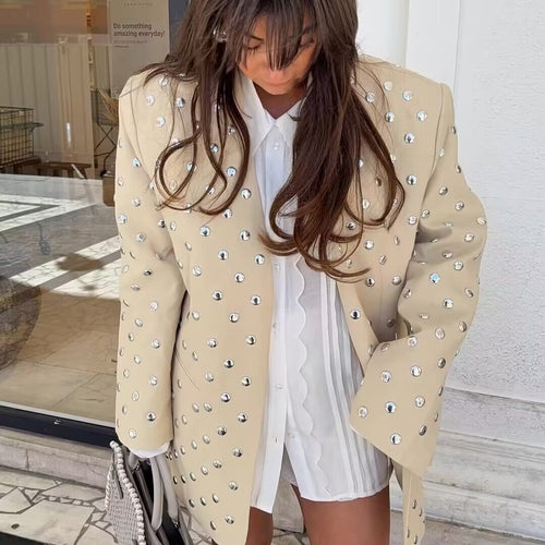 Damen eleganter Blazer mit funkelnden Pailletten und modernem Schnitt EB