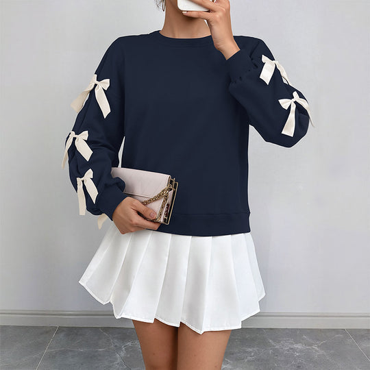 Damen stylisches Sweatshirt mit Rüschendetails an den Ärmeln EB