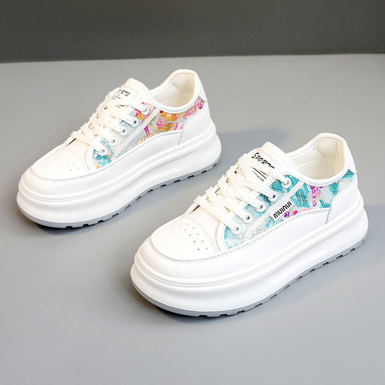 Damen modische Plateau-Sneaker mit trendiger Oberflächenstruktur und dämpfender Laufsohle EB