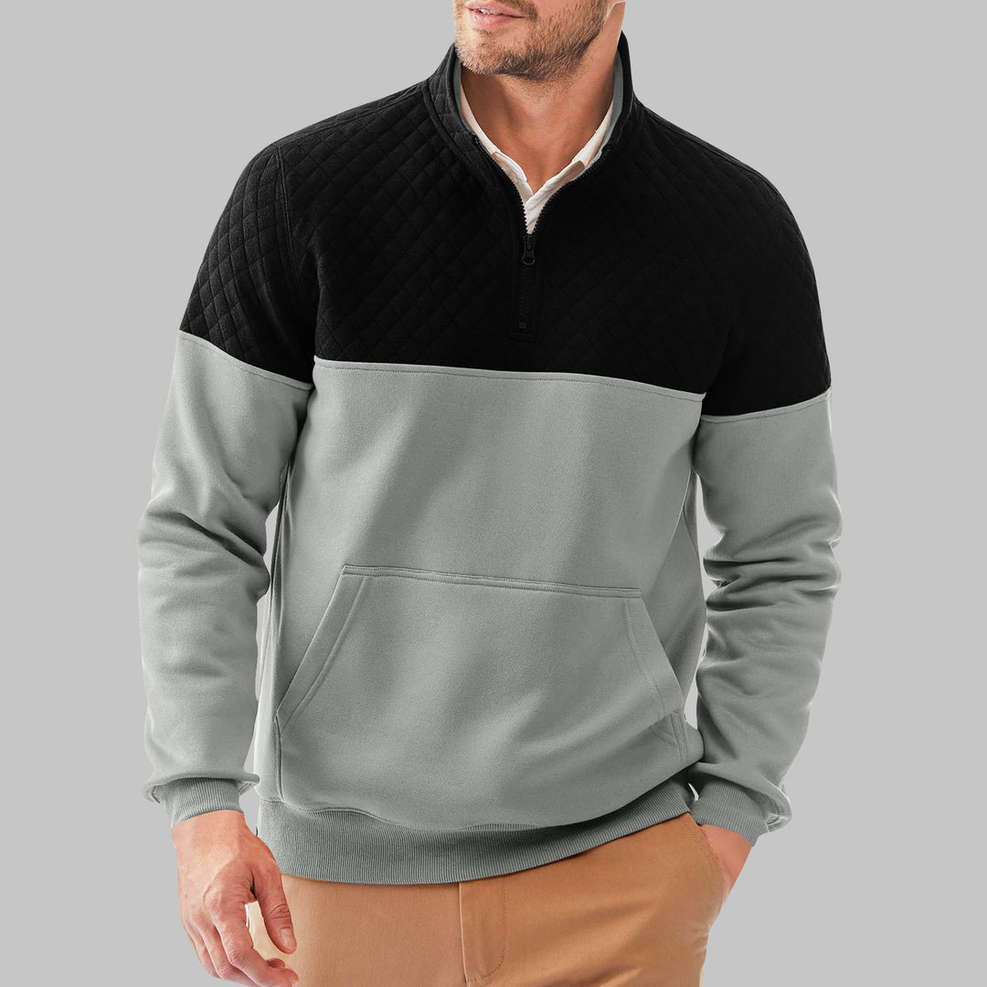 Herren Fleece-Pullover mit Steppdetails und hohem Kragen EB