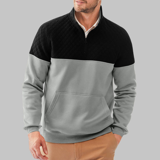 Herren Fleece-Pullover mit Steppdetails und hohem Kragen EB