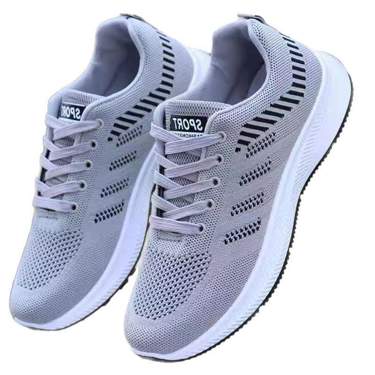 Damen Sportliche Schnür-Sneakers mit atmungsaktiver Mesh-Oberfläche und dämpfender Sohle EB