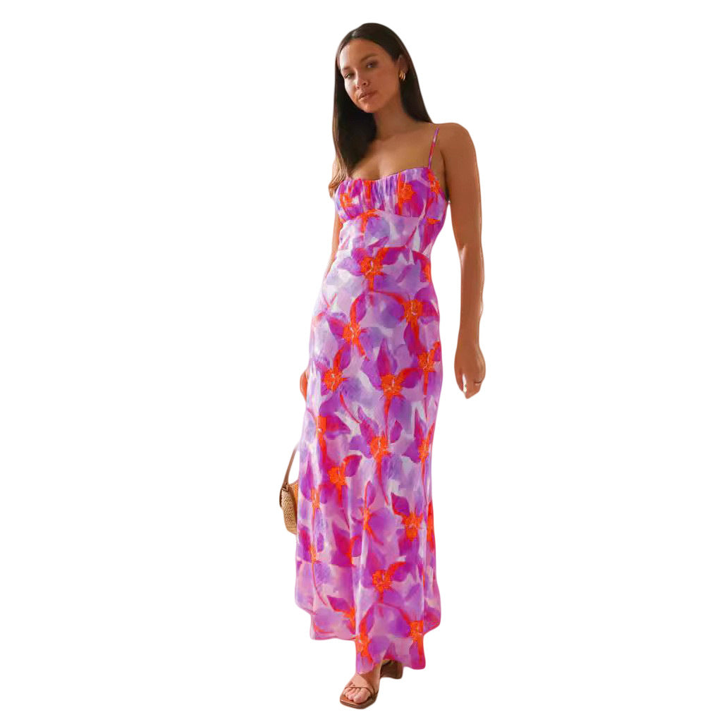 Damen Maxikleid mit elegantem Raffdesign und unterstützenden Spaghettiträgern EB