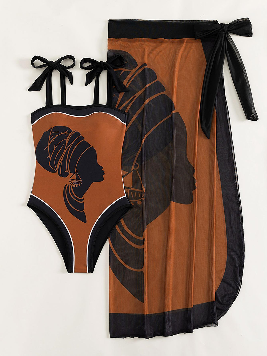 Damen Badeanzug-Set mit transparentem Rock und individuell anpassbaren Trägern EB