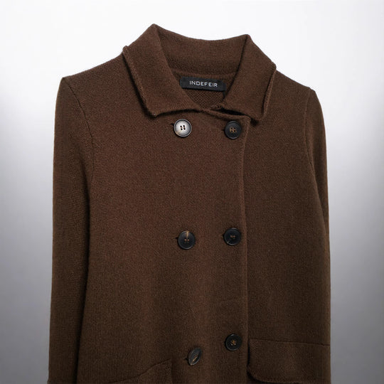 Damen klassische Wolljacke mit großen Knöpfen EB
