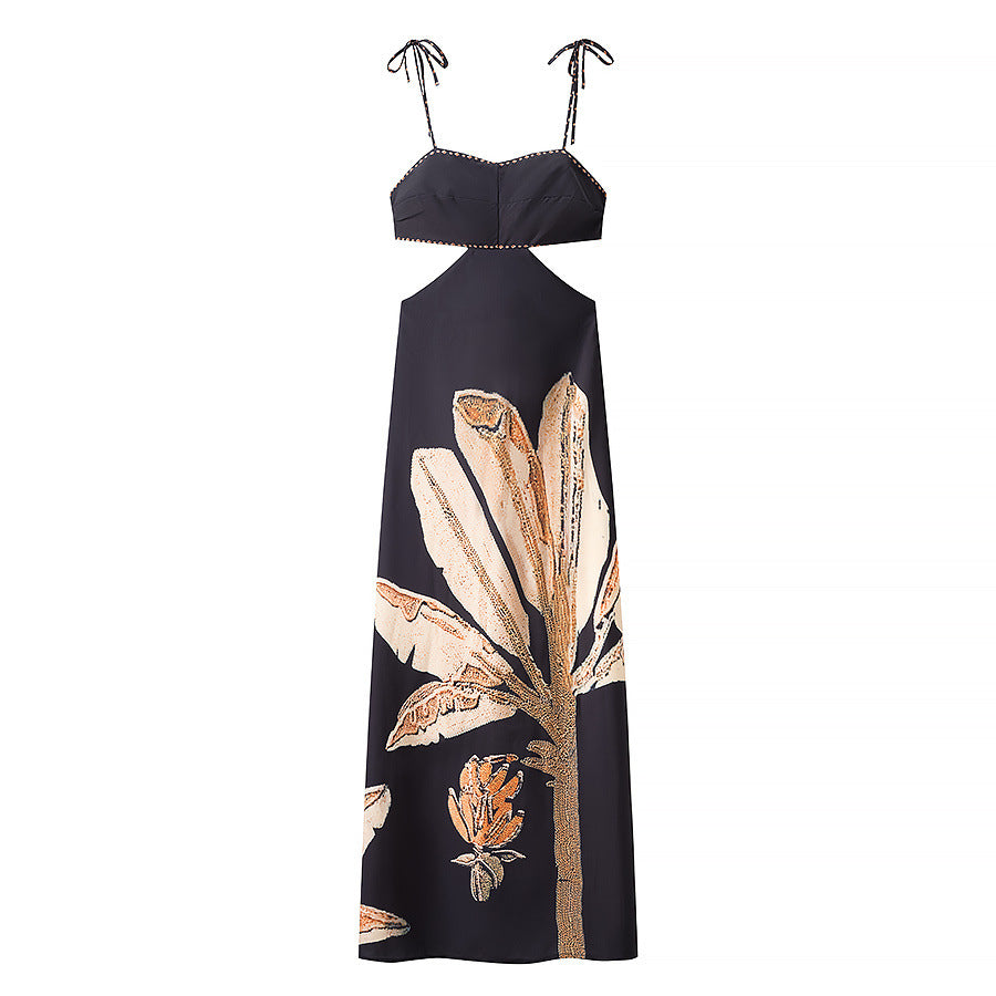 Damen Maxikleid mit floralem Print und eleganten Trägern EB