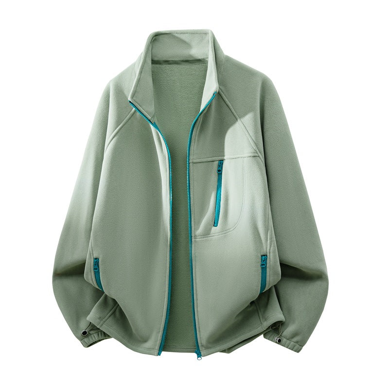 Unisex funktionale Microfleece-Performancejacke mit Stehkragen, Brustreißverschluss und ergonomischen Raglanärmeln EB