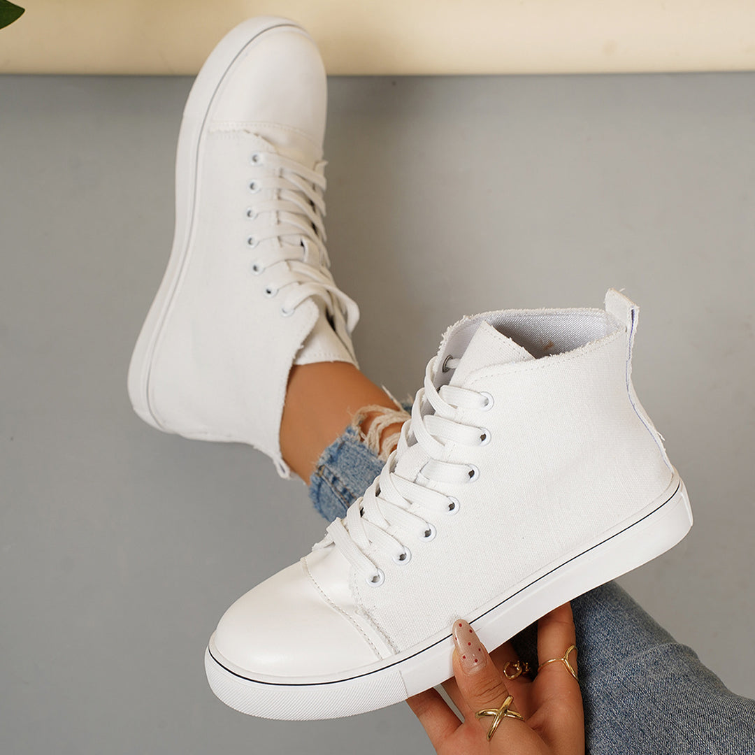 Damen High-Top Sneakers mit floralem und Totenkopf-Muster EB