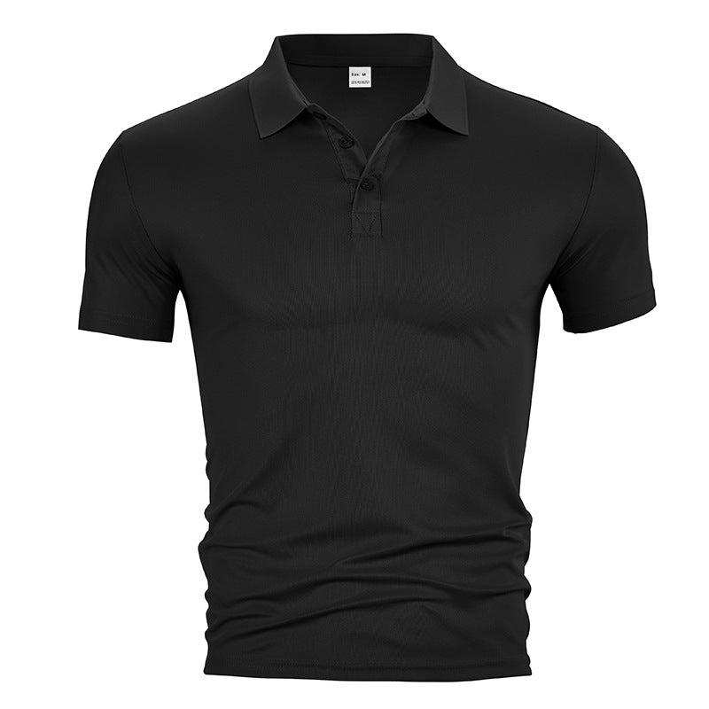 Herren nan figurbetontes Kurzarm-Poloshirt aus elastischem Jersey mit Hemdkragen und kurzer Knopfleiste EB