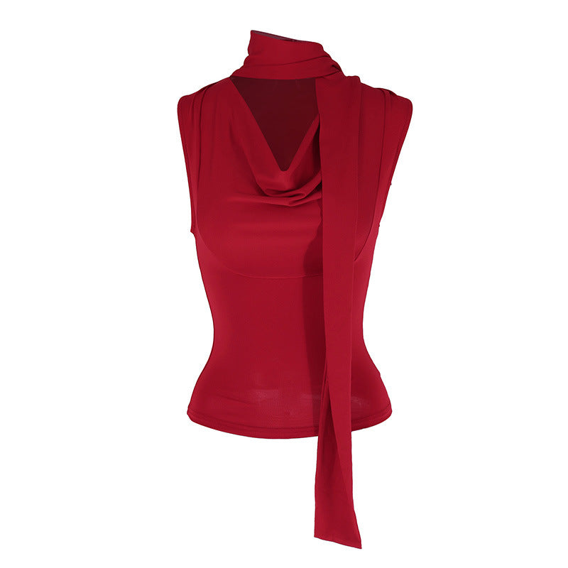 Damen Elegantes Oberteil mit modischem Schal-Design EB