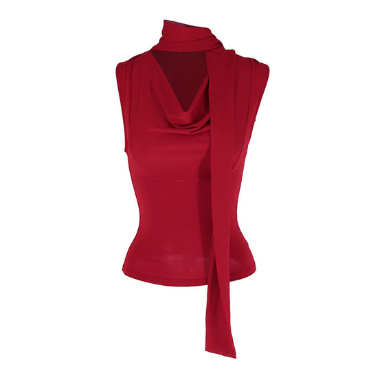 Damen Elegantes Oberteil mit modischem Schal-Design EB