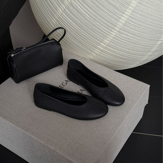 Damen Elegante und bequeme Ballerinas aus hochwertigem Leder mit praktischem Schlupfdesign EB