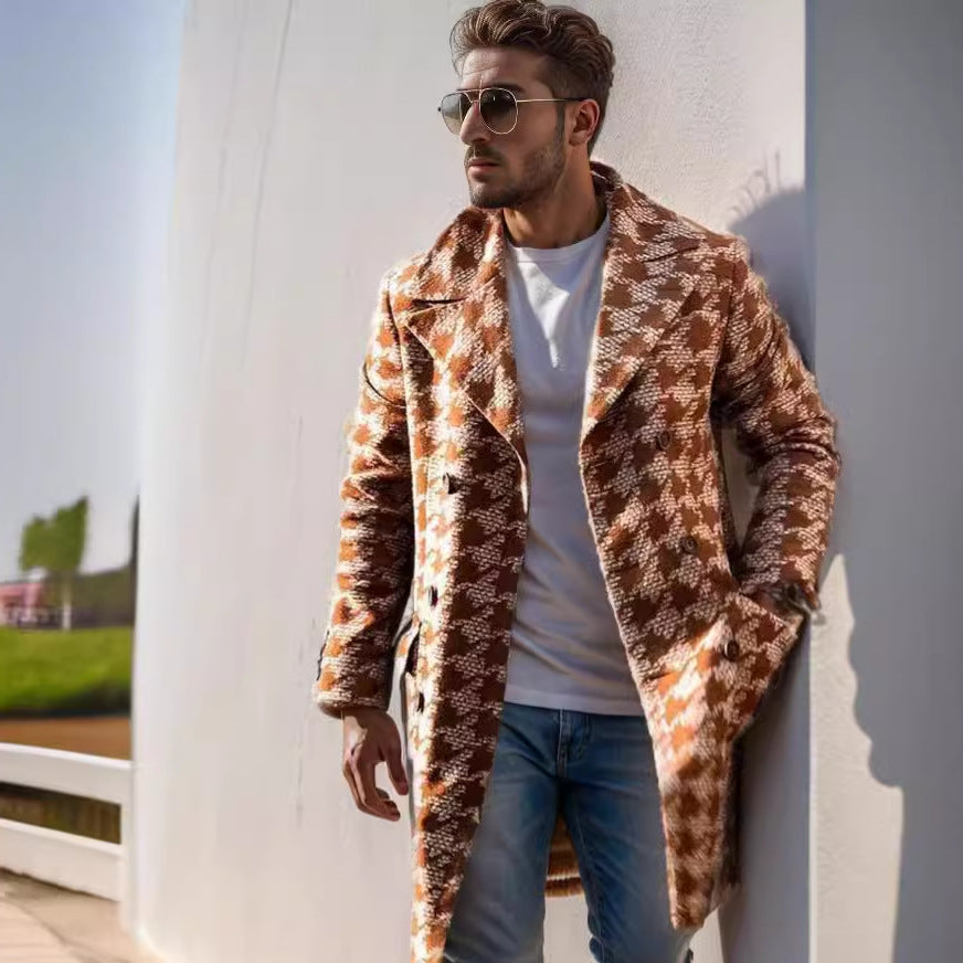 Herren eleganter Mantel im Hahnentrittmuster EB