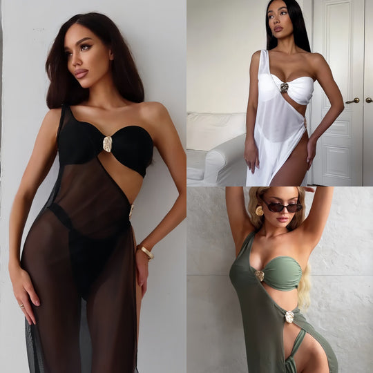 Damen Stilechter Strandüberwurf mit glamourösem Knoten-Design EB