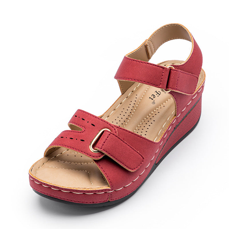 Damen Komfortable Wedge-Sandalen mit verstellbarem Riemen EB