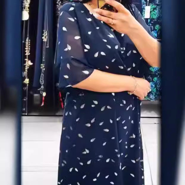 Damen Luftiges Sommerkleid mit floralem Design und chiffonartigem Oberteil EB
