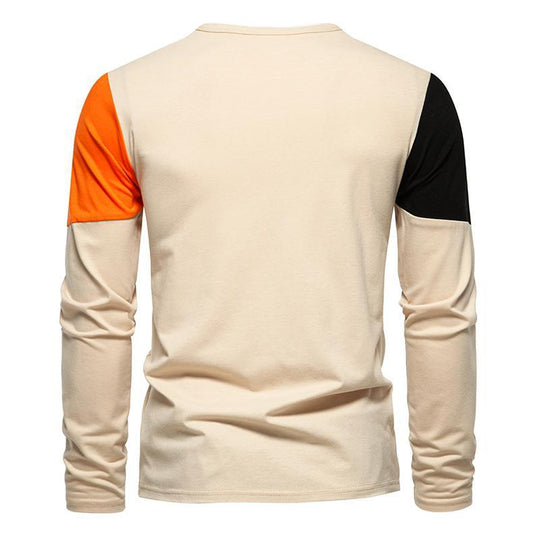 Herren Langarm T-Shirt mit modernem Farbblockdesign EB