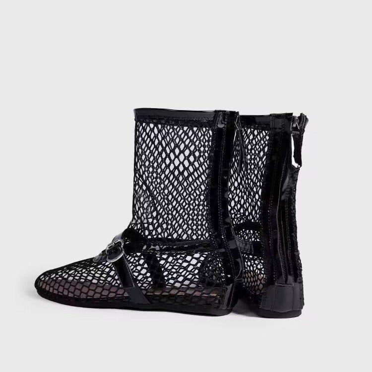 Damen Netzstiefeletten mit modischen Akzenten und komfortablem Futter EB