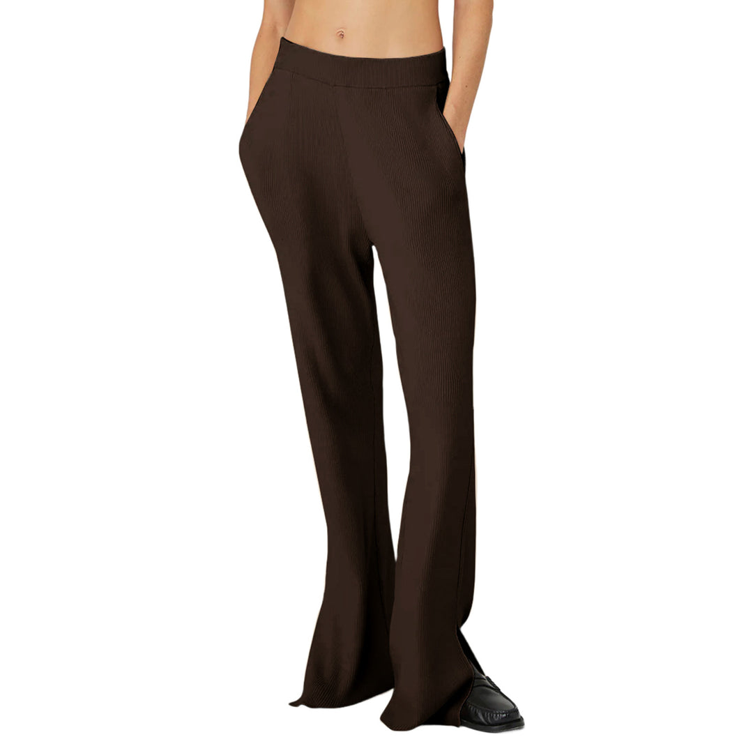 Damen nan weite Loungehose mit elastischem Bund, Eingrifftaschen und seitlichem Saumschlitz EB