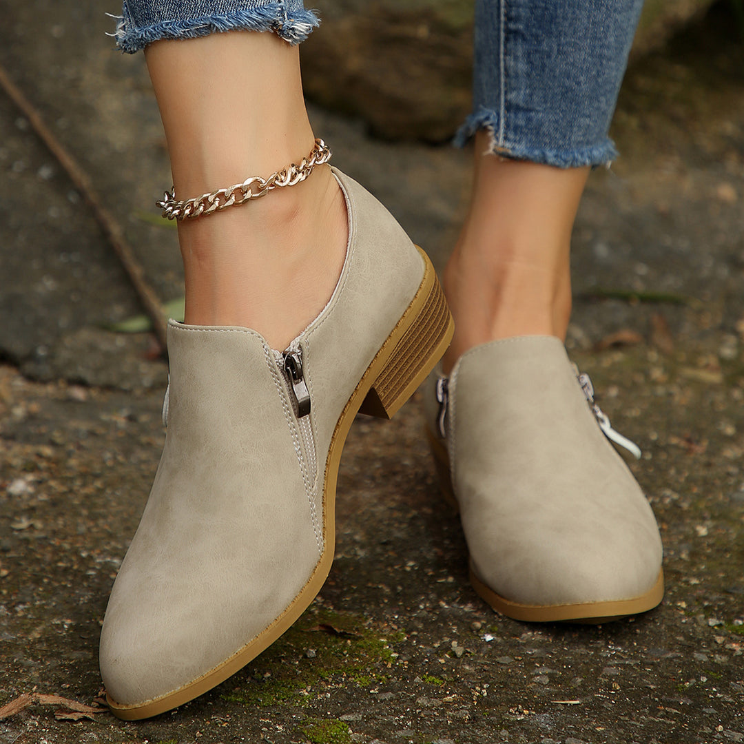 Damen modische Stiefeletten mit elegantem Reißverschlussdesign EB
