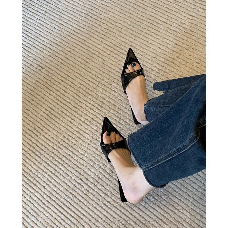 Damen spitze Slingback Sandalen mit modischem Leopardenmuster EB