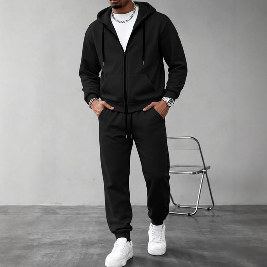 Herren nan zweiteiliges Jogginganzug-Set mit durchgehendem Reißverschluss Kapuzenjacke und taillierter Jogginghose EB