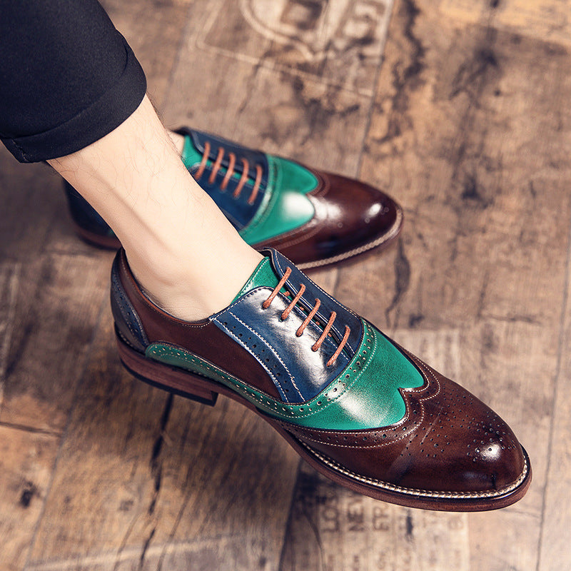 Herren handgefertigte Brogue-Lederschuhe mit mehrfarbiger Patina und perforierten Details EB