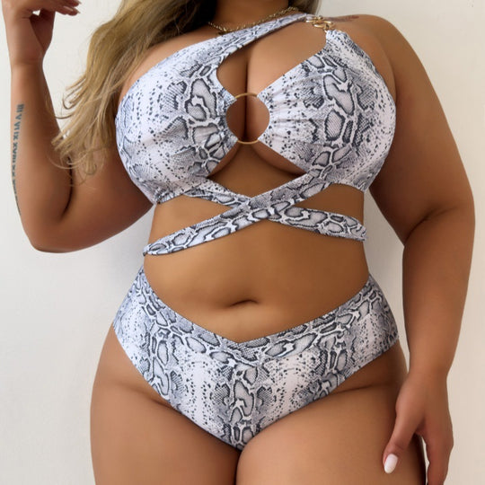 Damen Asymmetrisches Cut-Out Bikini-Set EB