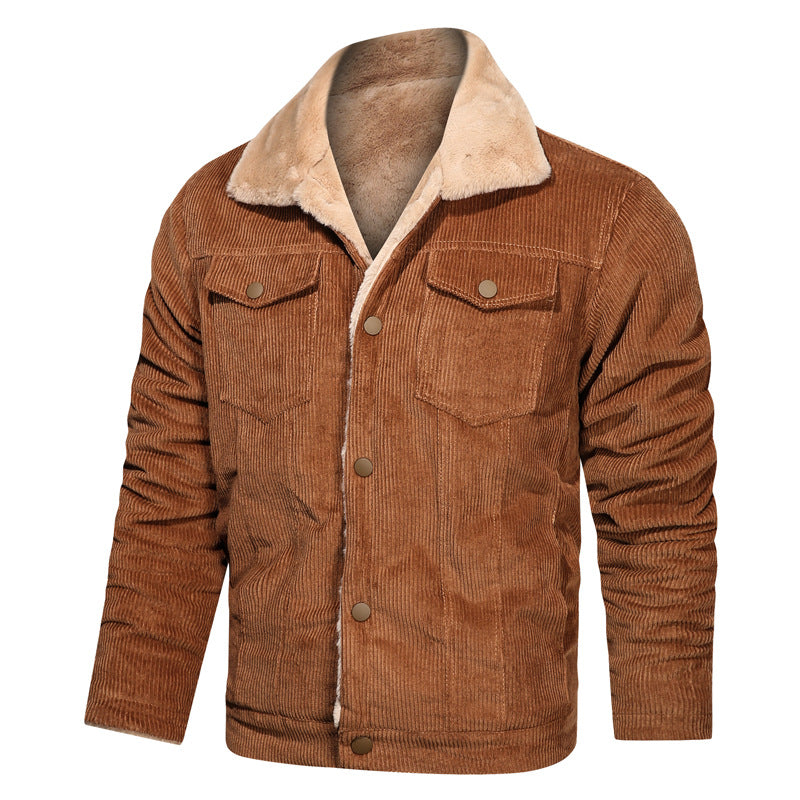 Herren Cordjacke mit Teddyfutter und Druckknopfverschluss EB