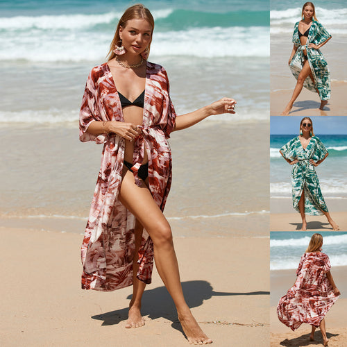 Damen Strandkleid mit großzügigem Schnitt und elegantem Wickeldesign EB