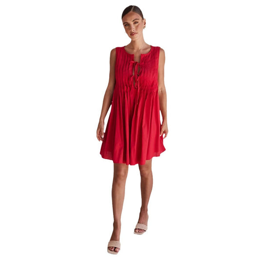 Damen A-Linien Kleid mit verspieltem Knoten und raffinierten Falten EB
