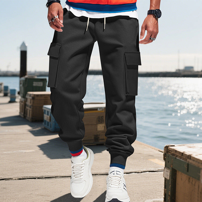 Herren Cargo-Jogginghose mit praktischen Reißverschlusstaschen und elastischem Bund EB