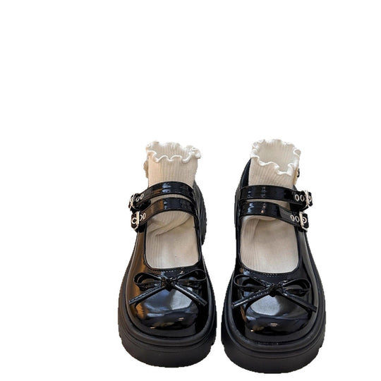 Damen Modische Plateau-Schuhe mit Riemen und verspieltem Schleifen-Detail EB