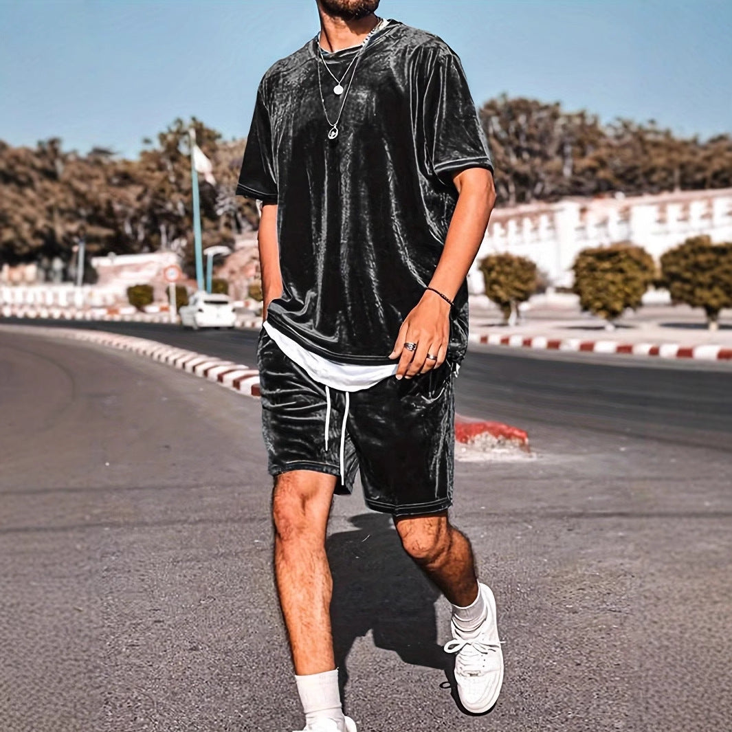 Herren Lässiges Velours Freizeit-Set mit stylischem Schnitt EB