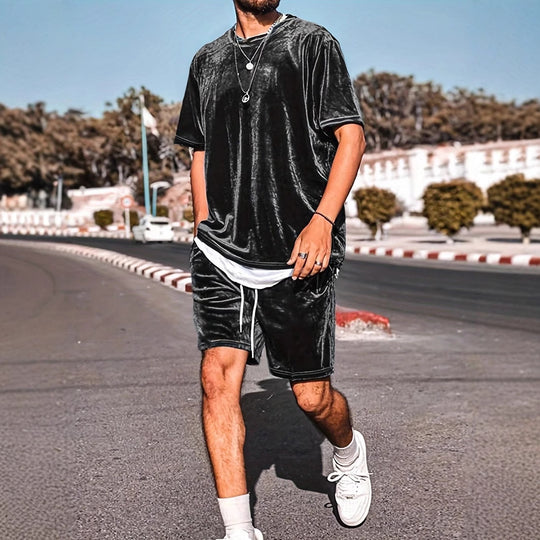 Herren Lässiges Velours Freizeit-Set mit stylischem Schnitt EB