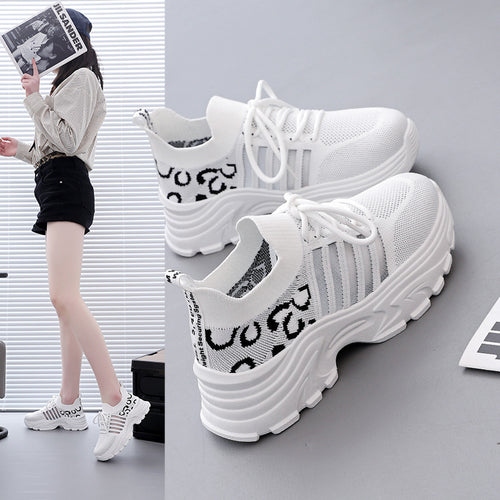 Damen Sportliche Sneakers mit modernem Leopardenmuster und dämpfendem Fußbett EB