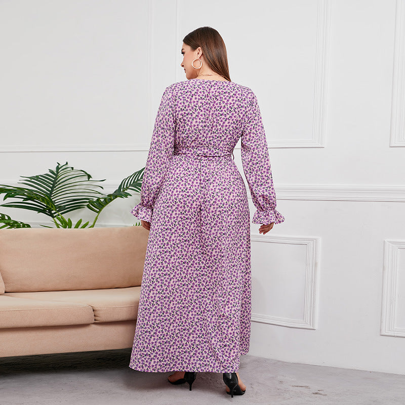 Damen Maxikleid mit elegantem V-Ausschnitt und Rüschendetails EB