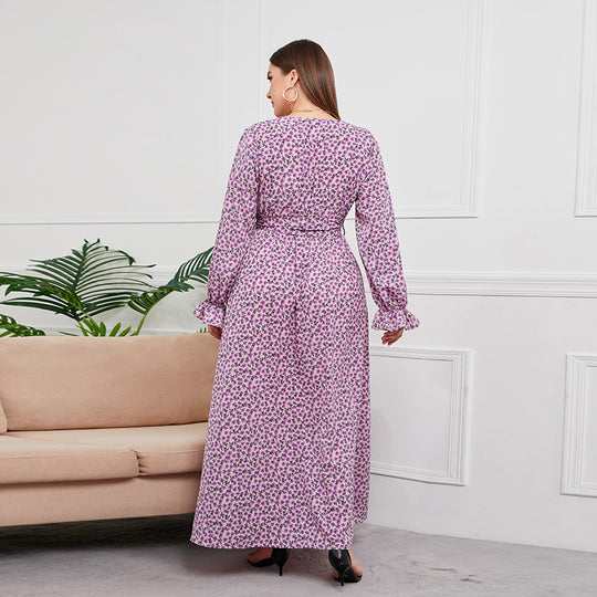 Damen Maxikleid mit elegantem V-Ausschnitt und Rüschendetails EB