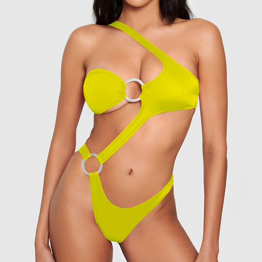 Damen Einseitiger Cut-Out Bikini mit Ringdetails EB